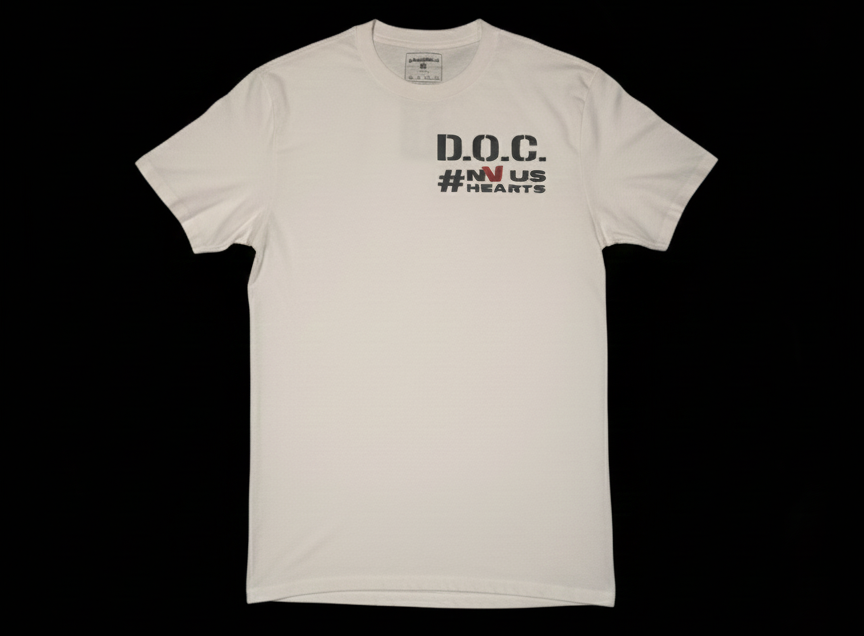 Bone Dept of Christ t-shirt, small D.O.C. and NVUS Hearts chest print