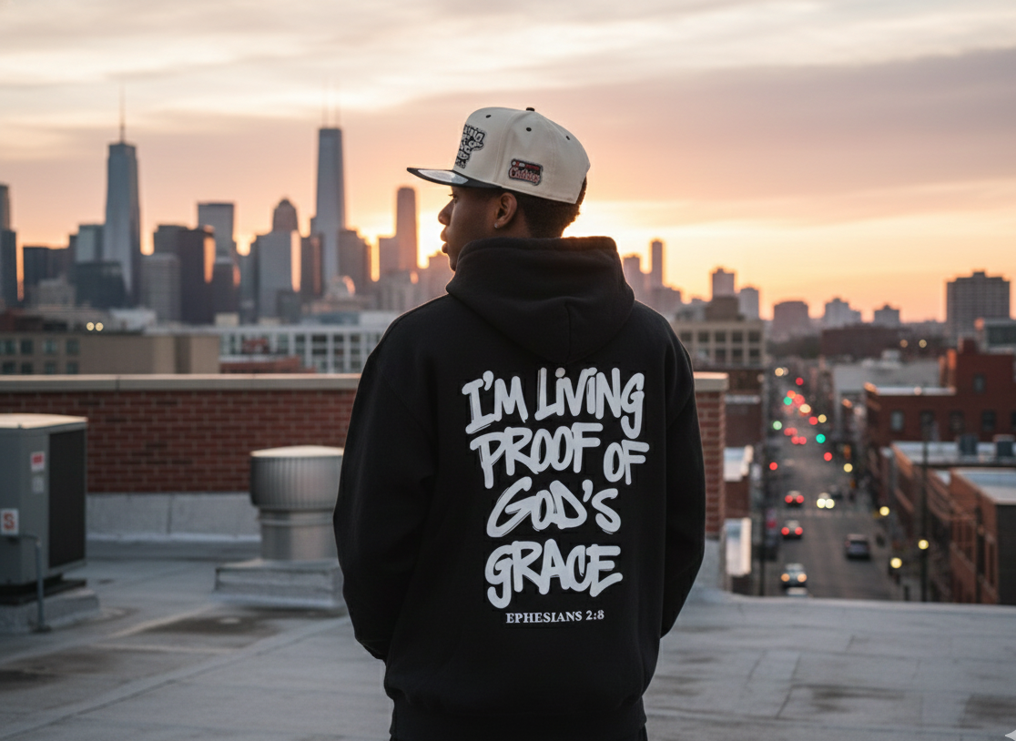 Living Proof of God’s Grace Hoodie — Ephesians 2:8